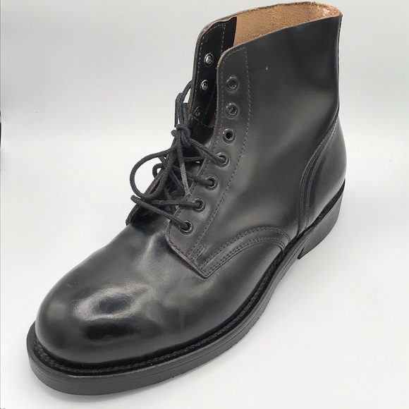 NWOT Unisex Black Leather Steel Toe Army Boots - Picture 5 of 9